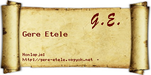 Gere Etele névjegykártya